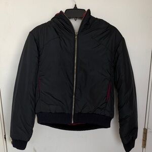 Buffalo David Bitton Black Puffer Jacket with Burgundy Accents